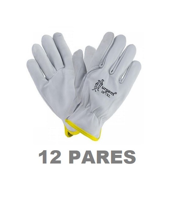 12 PARES GUANTES PIEL VACUNO GRIS TALLA 10