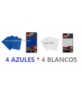 4 PARCHES LONAS 15X21CM AZUL-BLANCO