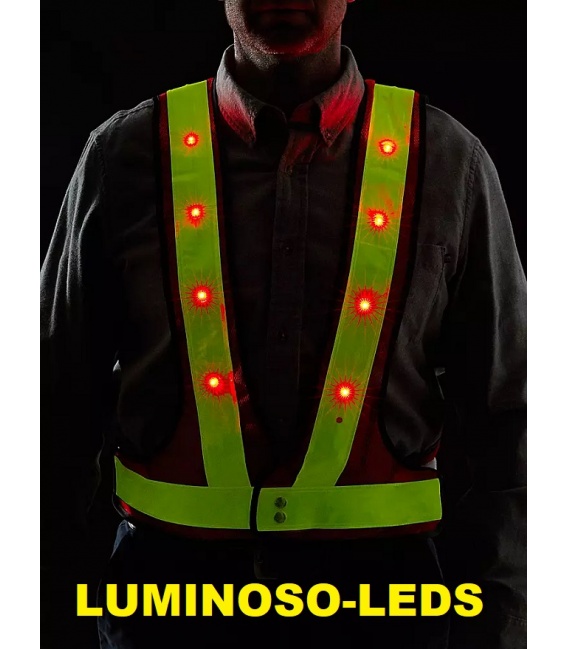 CHALECO LUMINOSO NARANJA 16 LEDS-TALLA L