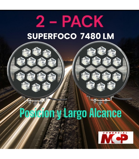 2 FOCOS SUPERPOTENTES 7480 Lumens !!! - 2 FUNCIONES