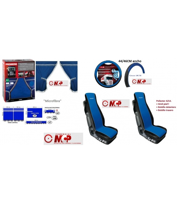 KIT CABINA MICROFIBRA AZUL