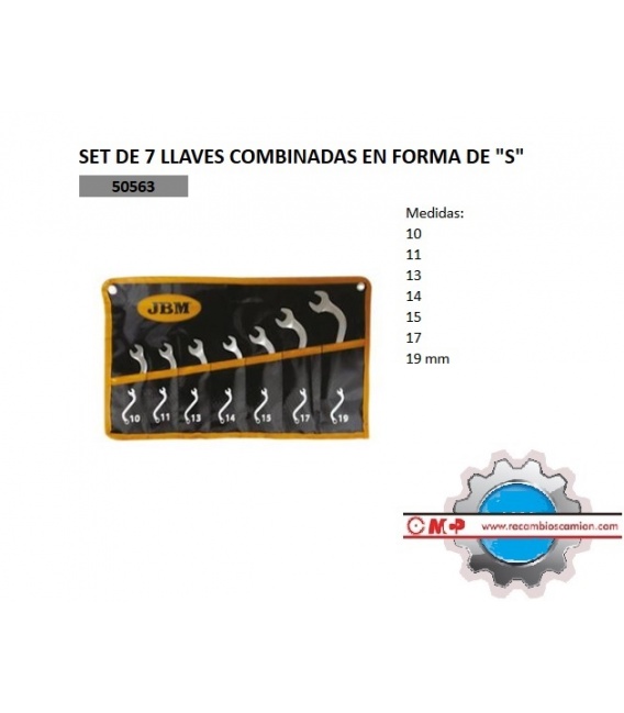 7 LLAVES COMBINADAS EN FORMA DE "S"