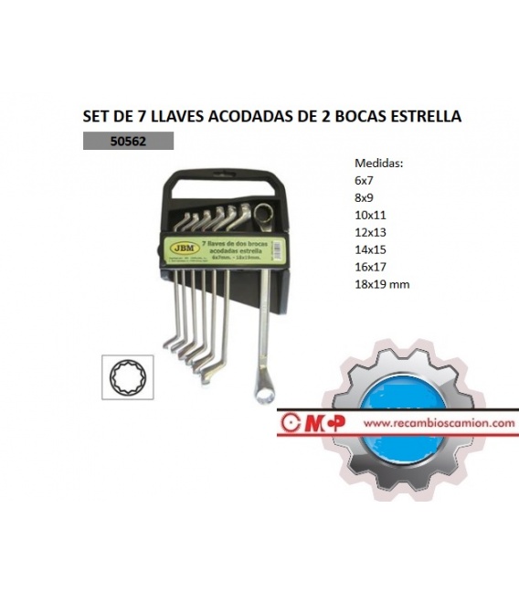 7 LLAVES ACODADAS DE 2 BOCAS ESTRELLA