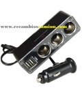 ENCHUFE TRIPLE CON 2 TOMAS USB-12/24V